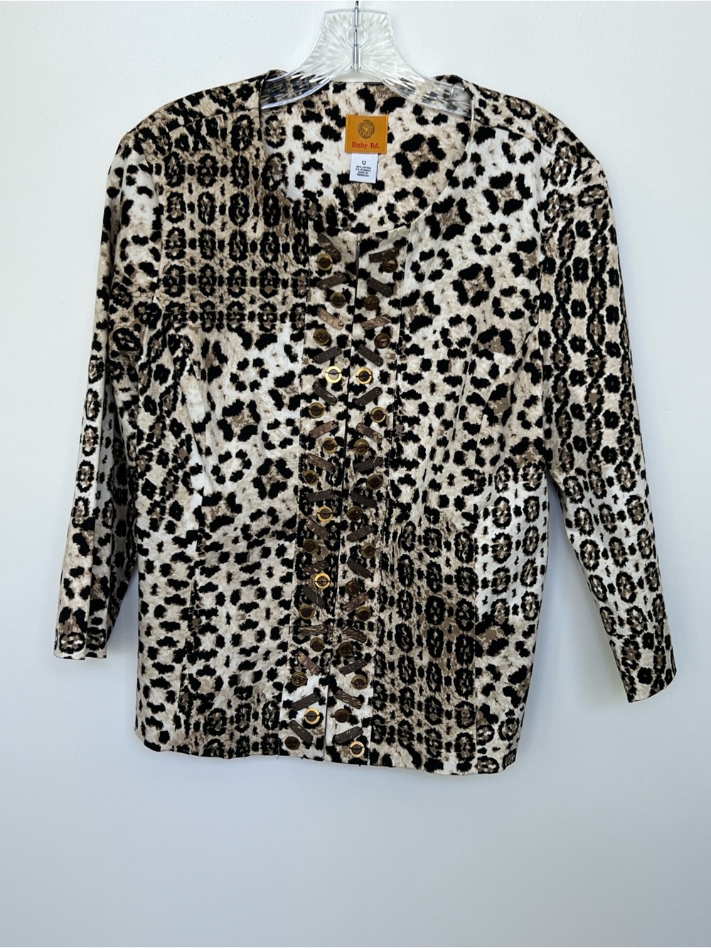 Ruby Rd. Black, Brown & Cream Animal Print Button-Front Cardigan